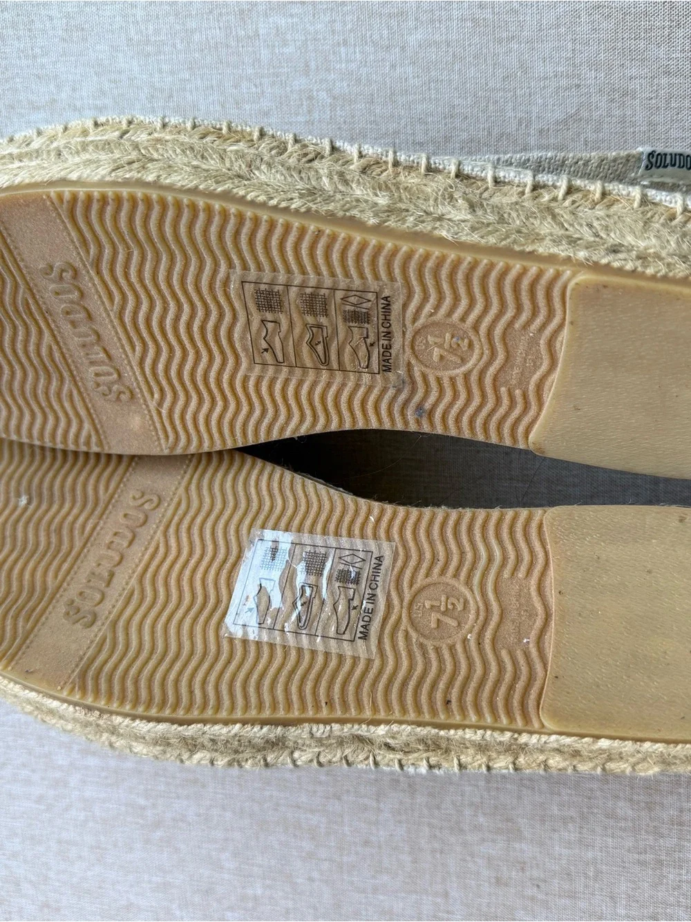 Soludos Beige Canvas Espadrilles with Natural Jute Sole Lobster/Crab